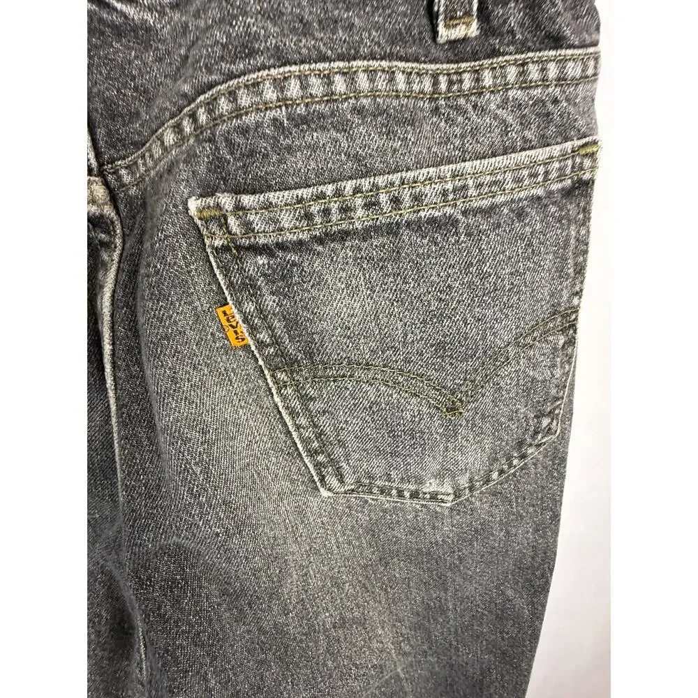 Vintage Orange Tab Black Faded 100% Cotton Denim Jeans 90's 35x31